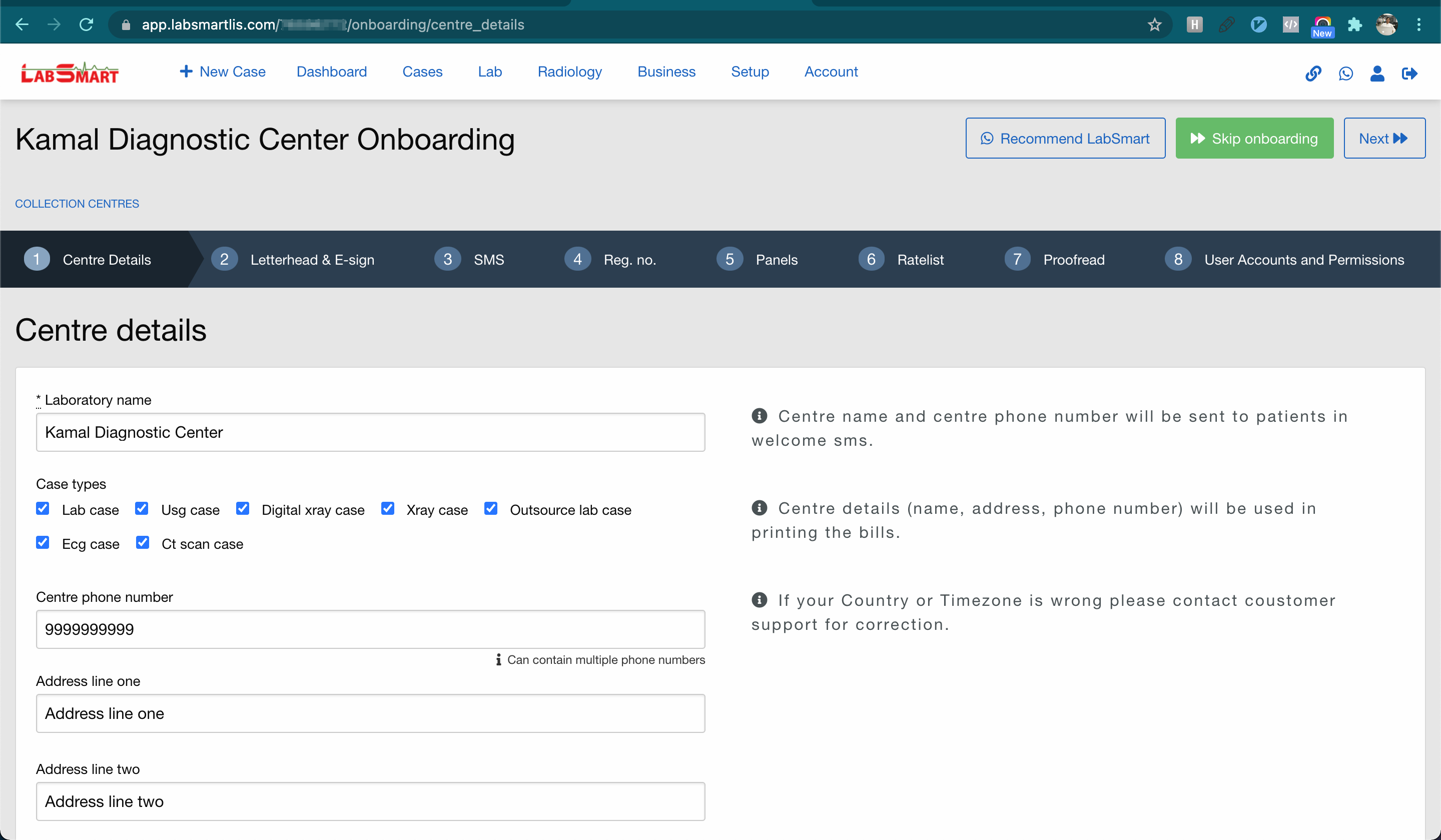 Onboarding and setup screenshot